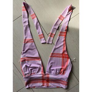 paper+tee beach style top with orange and mauve striped neck straps